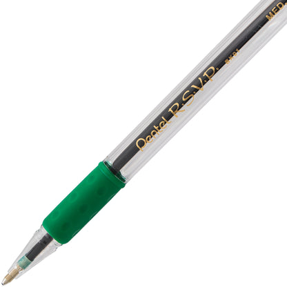Pentel RSVP Ballpoint Pen, (1.0mm) Medium Line, Green Ink (BK91-D)
