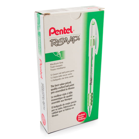 Pentel RSVP Ballpoint Pen, (1.0mm) Medium Line, Green Ink (BK91-D), 48 Dozen