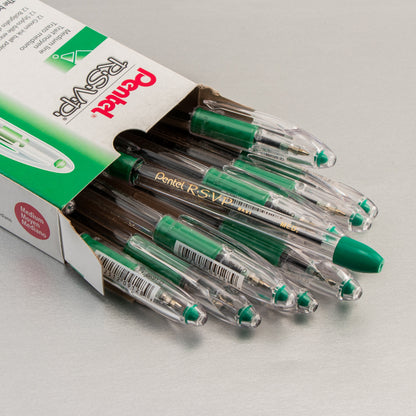 Pentel RSVP Ballpoint Pen, (1.0mm) Medium Line, Green Ink (BK91-D)