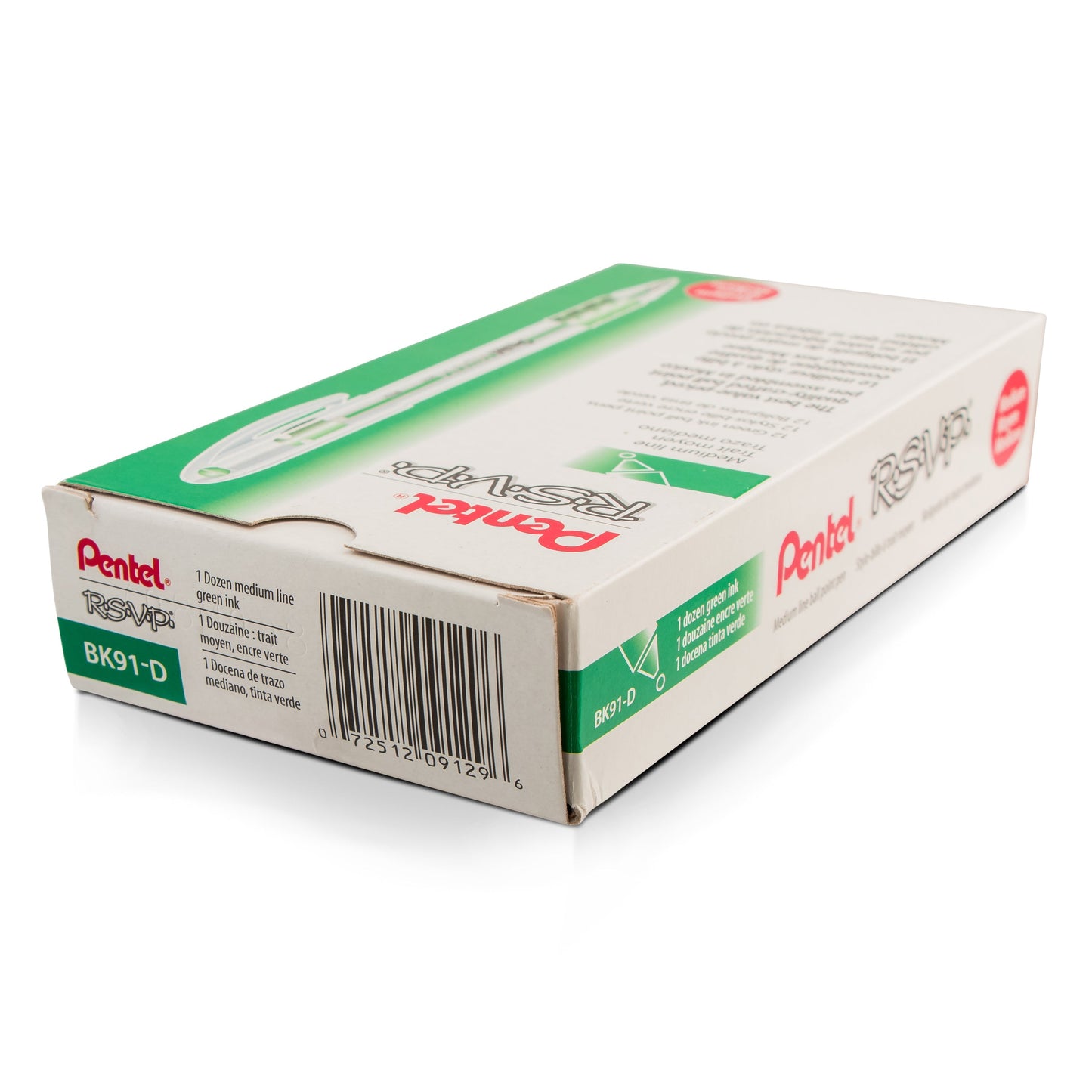 Pentel RSVP Ballpoint Pen, (1.0mm) Medium Line, Green Ink (BK91-D)