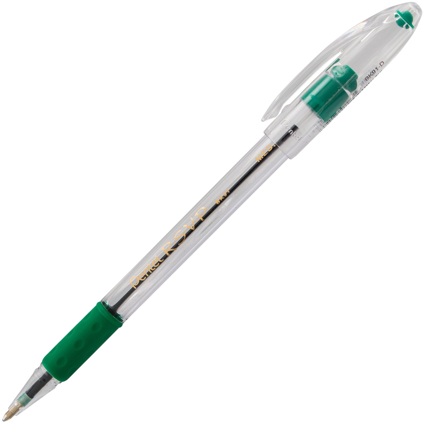 Pentel RSVP Ballpoint Pen, (1.0mm) Medium Line, Green Ink (BK91-D)