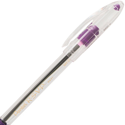 Pentel RSVP Ballpoint Pen, (1.0mm) Medium Line, Violet Ink (BK91-V), 48 Dozen