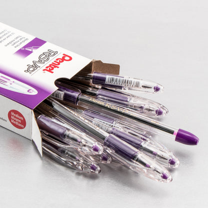 Pentel RSVP Ballpoint Pen, (1.0mm) Medium Line, Violet Ink (BK91-V), 48 Dozen