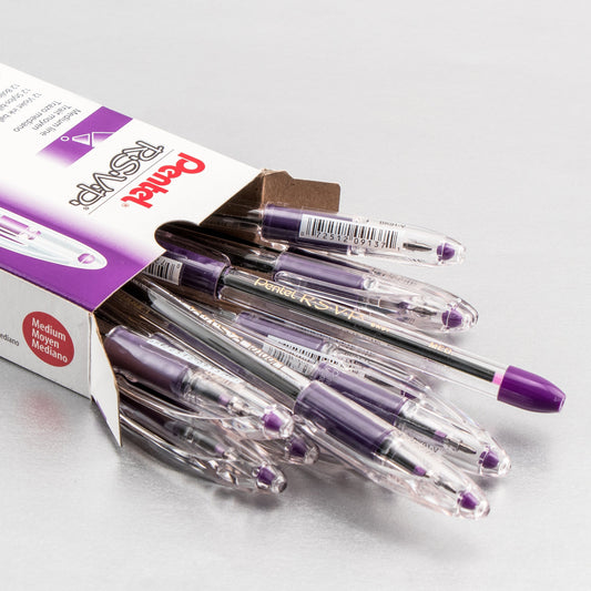 Pentel RSVP Ballpoint Pen, (1.0mm) Medium Line, Violet Ink (BK91-V), 48 Dozen