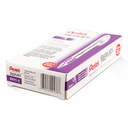 Pentel RSVP Ballpoint Pen, (1.0mm) Medium Line, Violet Ink (BK91-V), 48 Dozen