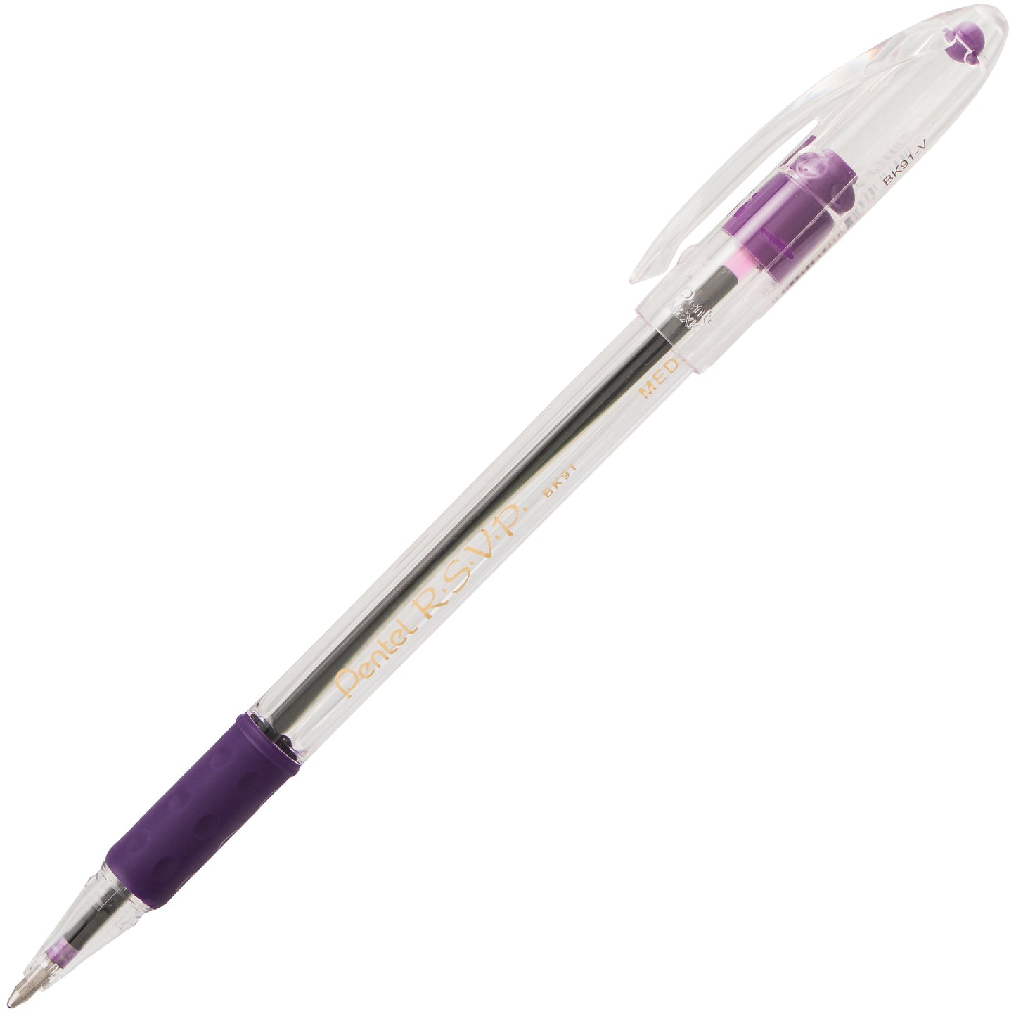 Pentel RSVP Ballpoint Pen, (1.0mm) Medium Line, Violet Ink (BK91-V), 48 Dozen
