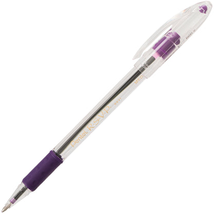 Pentel RSVP Ballpoint Pen, (1.0mm) Medium Line, Violet Ink (BK91-V), 48 Dozen