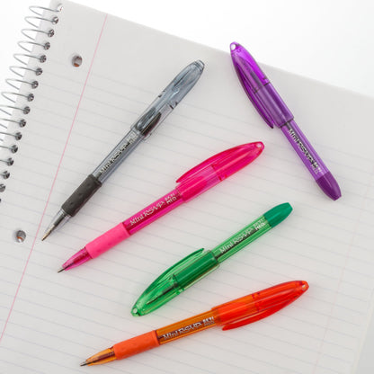Pentel RSVP Mini Ballpoint Pen, (1.0mm) Medium Line, Assorted Ink (A/B/C/D/V) w/ Key Ring,  5-Pk (BK91MNBP5M)