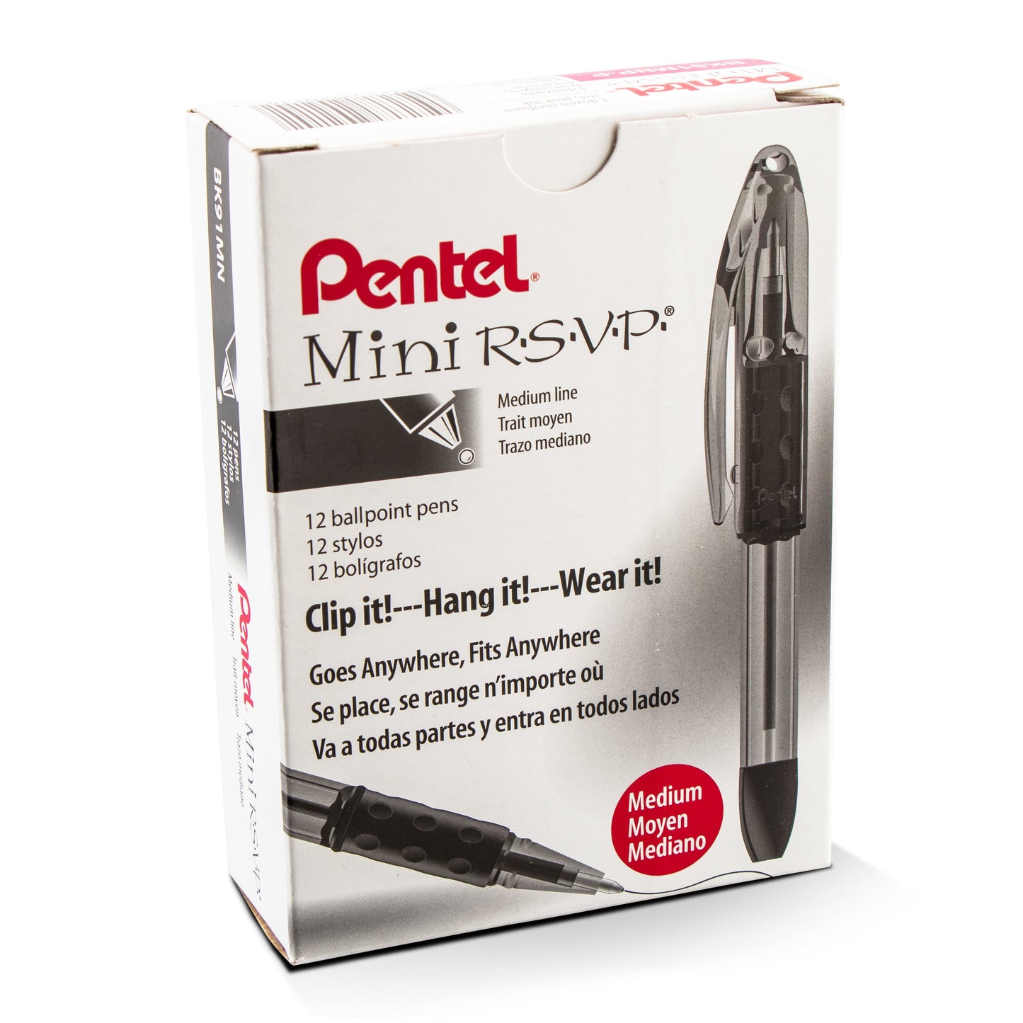 RSVP Mini Ballpoint Pen, (1.0mm) Medium Line, PInk Ink (BK91MNP-P)