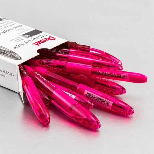 RSVP Mini Ballpoint Pen, (1.0mm) Medium Line, PInk Ink (BK91MNP-P)