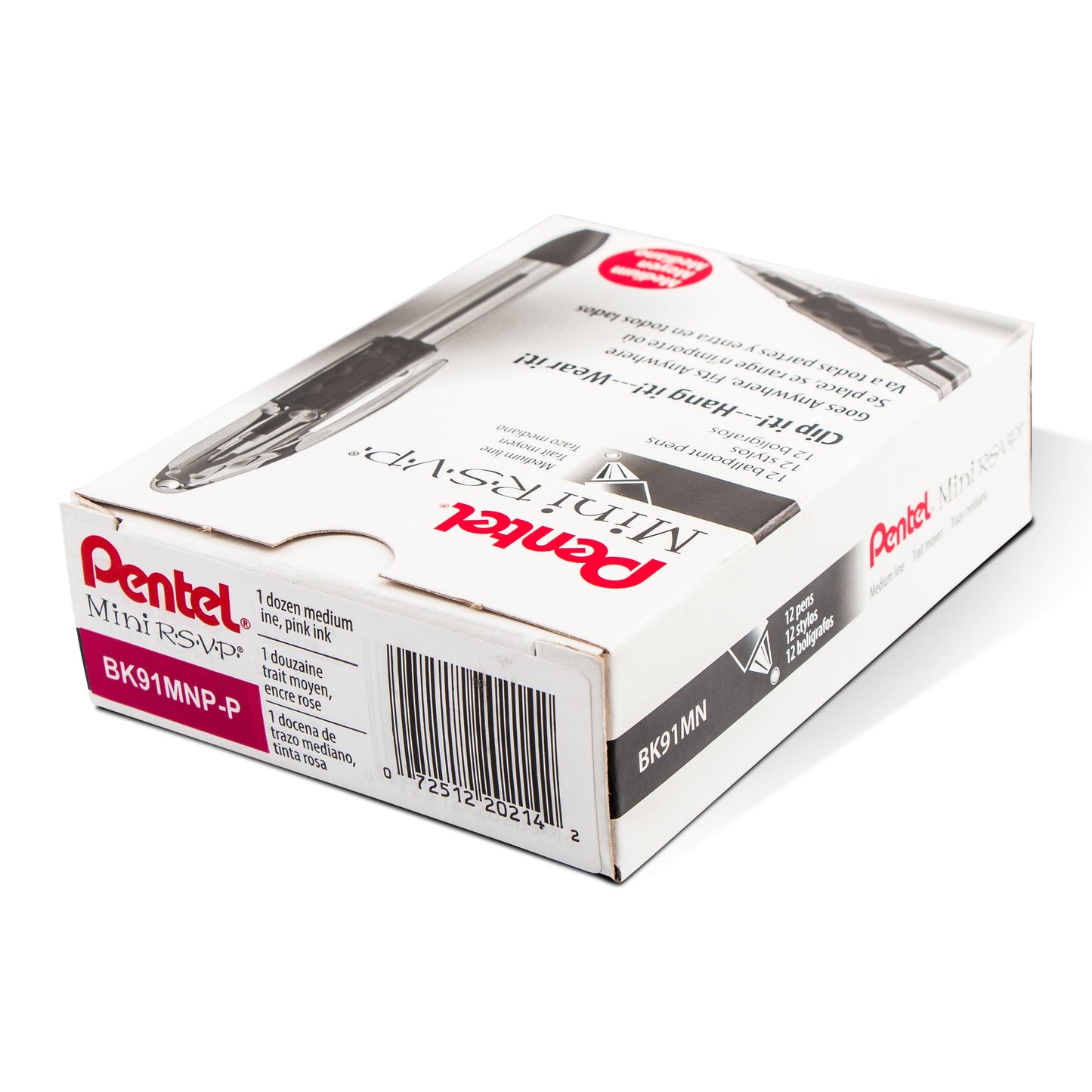 RSVP Mini Ballpoint Pen, (1.0mm) Medium Line, PInk Ink (BK91MNP-P)