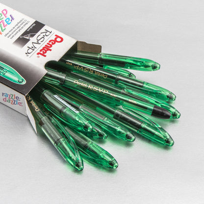 RSVP Razzle-Dazzle Ballpoint Pen, (1.0mm) Medium Line, Green Barrel, Black Ink (BK91RDD-A)
