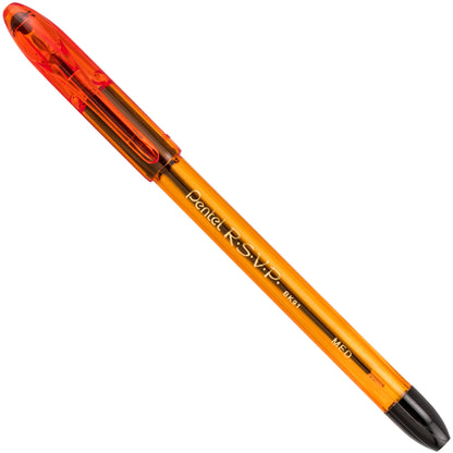 RSVP Razzle-Dazzle Ballpoint Pen, (1.0mm) Medium Line, Orange Barrel, Black Ink (BK91RDF-A)