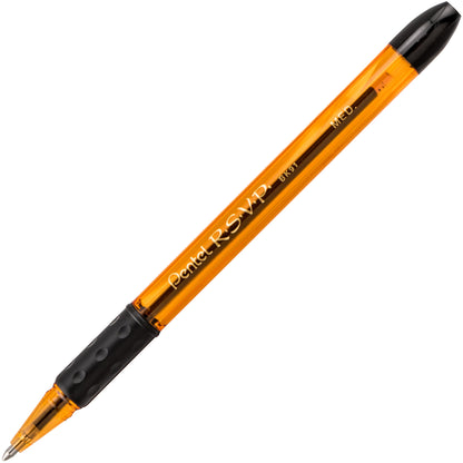 RSVP Razzle-Dazzle Ballpoint Pen, (1.0mm) Medium Line, Orange Barrel, Black Ink (BK91RDF-A)
