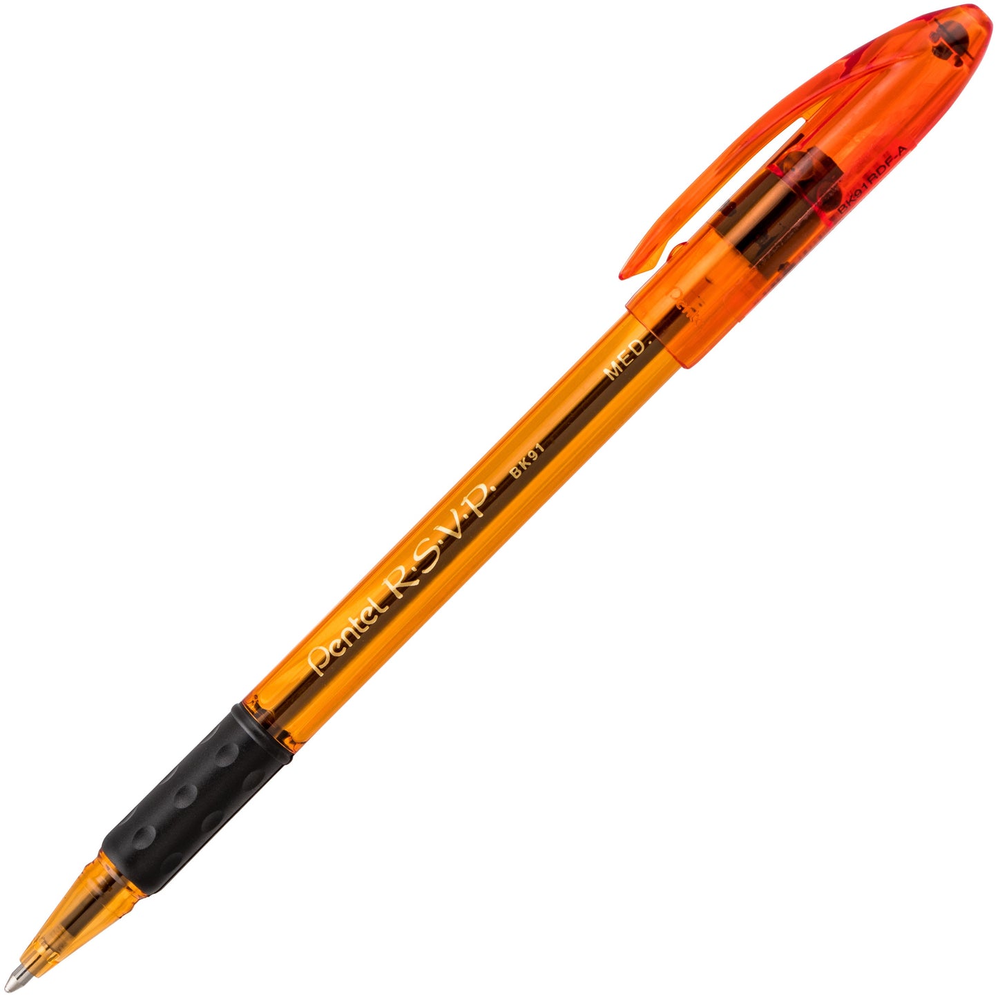 RSVP Razzle-Dazzle Ballpoint Pen, (1.0mm) Medium Line, Orange Barrel, Black Ink (BK91RDF-A)