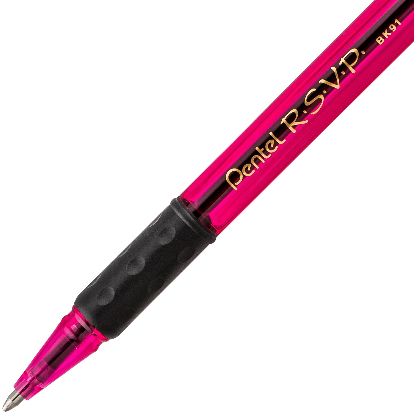 Pentel RSVP Razzle-Dazzle Ballpoint Pen, (1.0mm) Medium Line, Pink Barrel, Black Ink (BK91RDP-A)