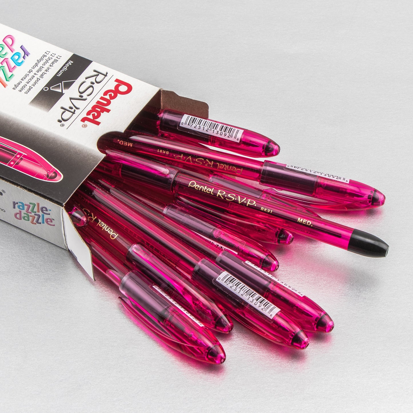 Pentel RSVP Razzle-Dazzle Ballpoint Pen, (1.0mm) Medium Line, Pink Barrel, Black Ink (BK91RDP-A)