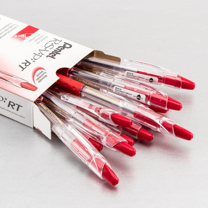RSVP RT Retractable Ballpoint Pen, (1.0mm) Medium Line, Red Ink (BK93-B)