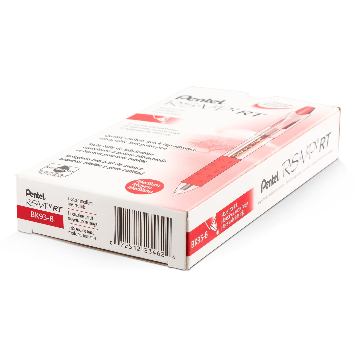 RSVP RT Retractable Ballpoint Pen, (1.0mm) Medium Line, Red Ink (BK93-B)