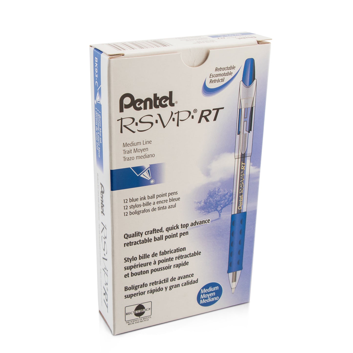 Pentel RSVP RT Retractable Ballpoint Pen, (1.0mm) Medium Line, Blue Ink (BK93-C), 48 Dozen
