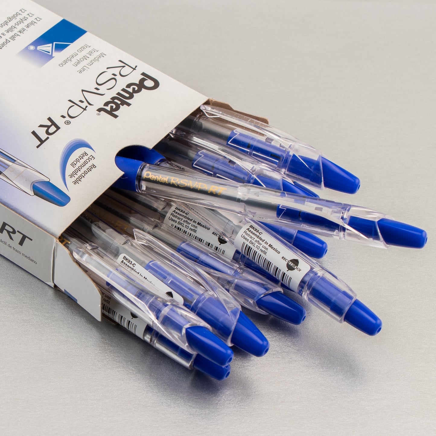 Pentel RSVP RT Retractable Ballpoint Pen, (1.0mm) Medium Line, Blue Ink (BK93-C), 48 Dozen