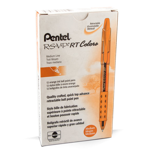 RSVP RT COLORS Retractable Ballpoint Pen, (1.0mm) Medium Line, Orange Barrel, Orange Ink (BK93CRF-F)