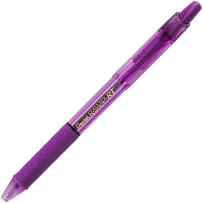 RSVP RT COLORS Retractable Ballpoint Pen, (1.0mm) Medium Line, Violet Barrel, Violet Ink (BK93CRV-V)