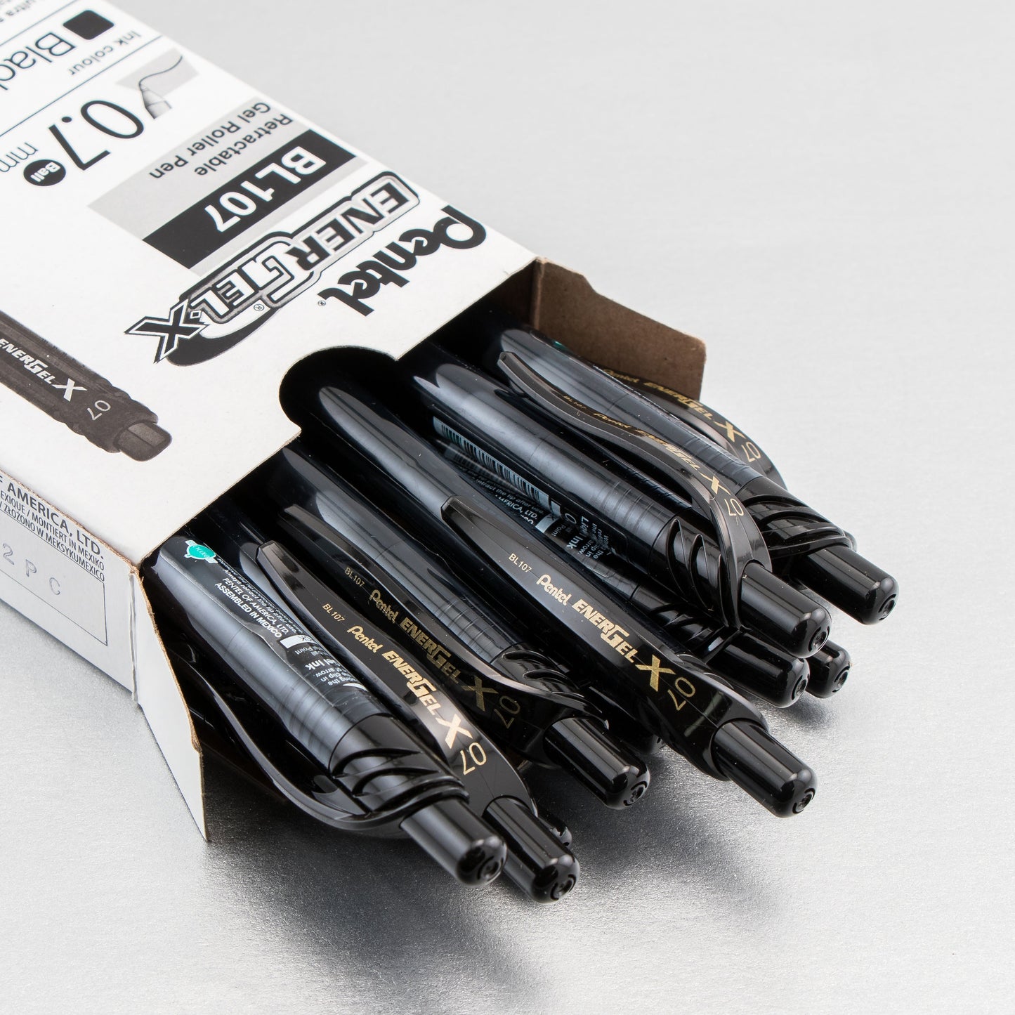 Pentel EnerGel-X Retractable Liquid Gel Pen, (0.7mm) Metal Tip, Black Ink (BL107-A)