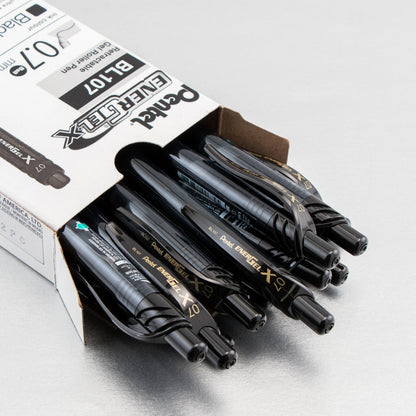 Pentel EnerGel-X Retractable Liquid Gel Pen, (0.7mm) Metal Tip, Black Ink (BL107-A)