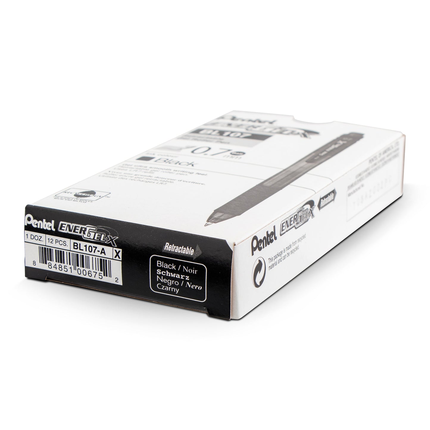 Pentel EnerGel-X Retractable Liquid Gel Pen, (0.7mm) Metal Tip, Black Ink (BL107-A)