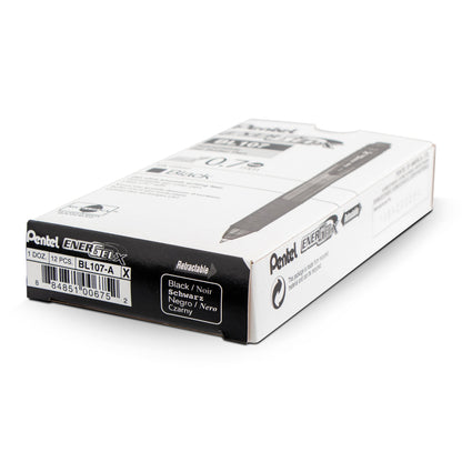 Pentel EnerGel-X Retractable Liquid Gel Pen, (0.7mm) Metal Tip, Black Ink (BL107-A)