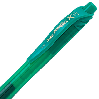 Pentel EnerGel-X Retractable Liquid Gel Pen, (0.7mm) Metal Tip, Medium Line, Green Ink (BL107-D), 48 Dozen