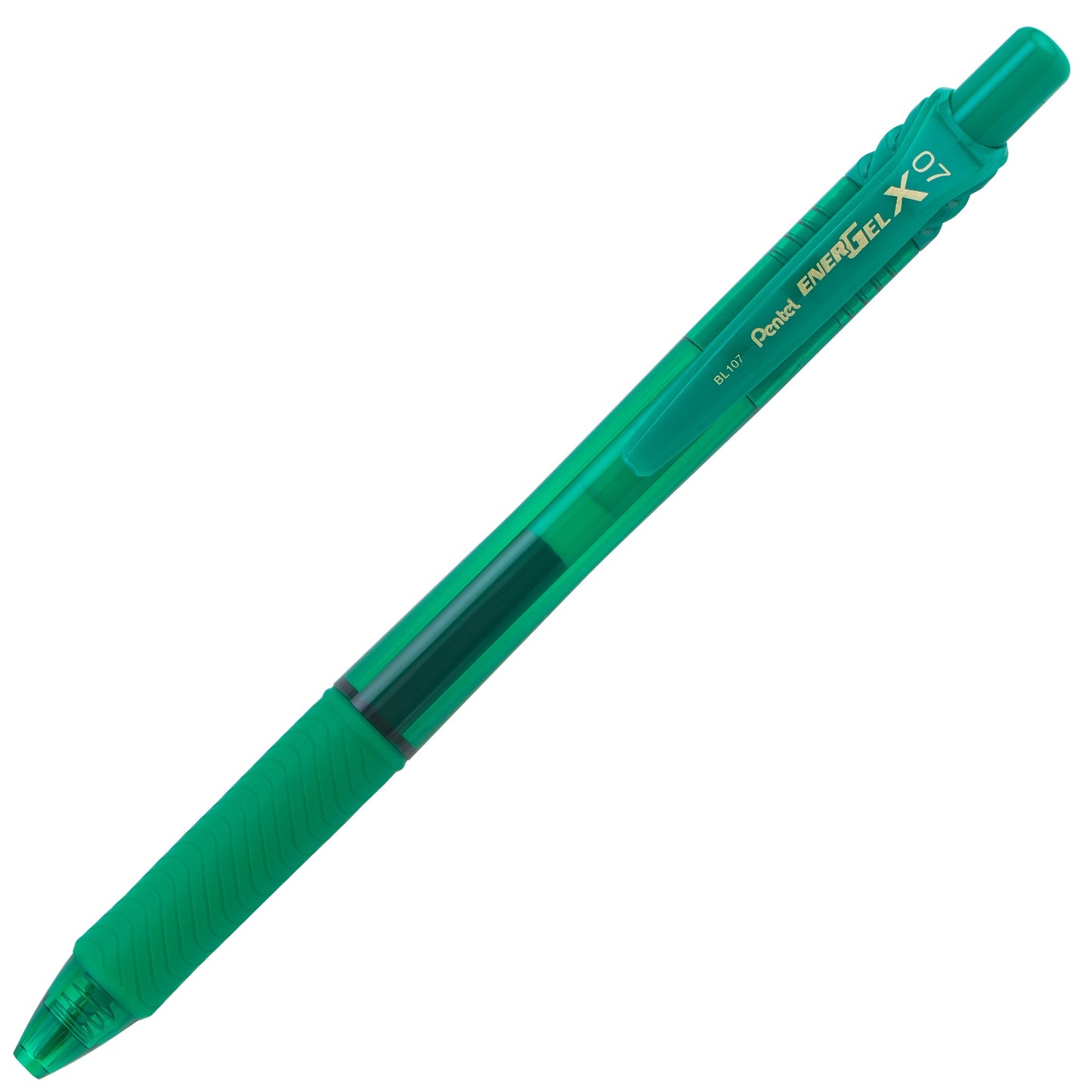 Pentel EnerGel-X Retractable Liquid Gel Pen, (0.7mm) Metal Tip, Medium Line, Green Ink (BL107-D), 48 Dozen