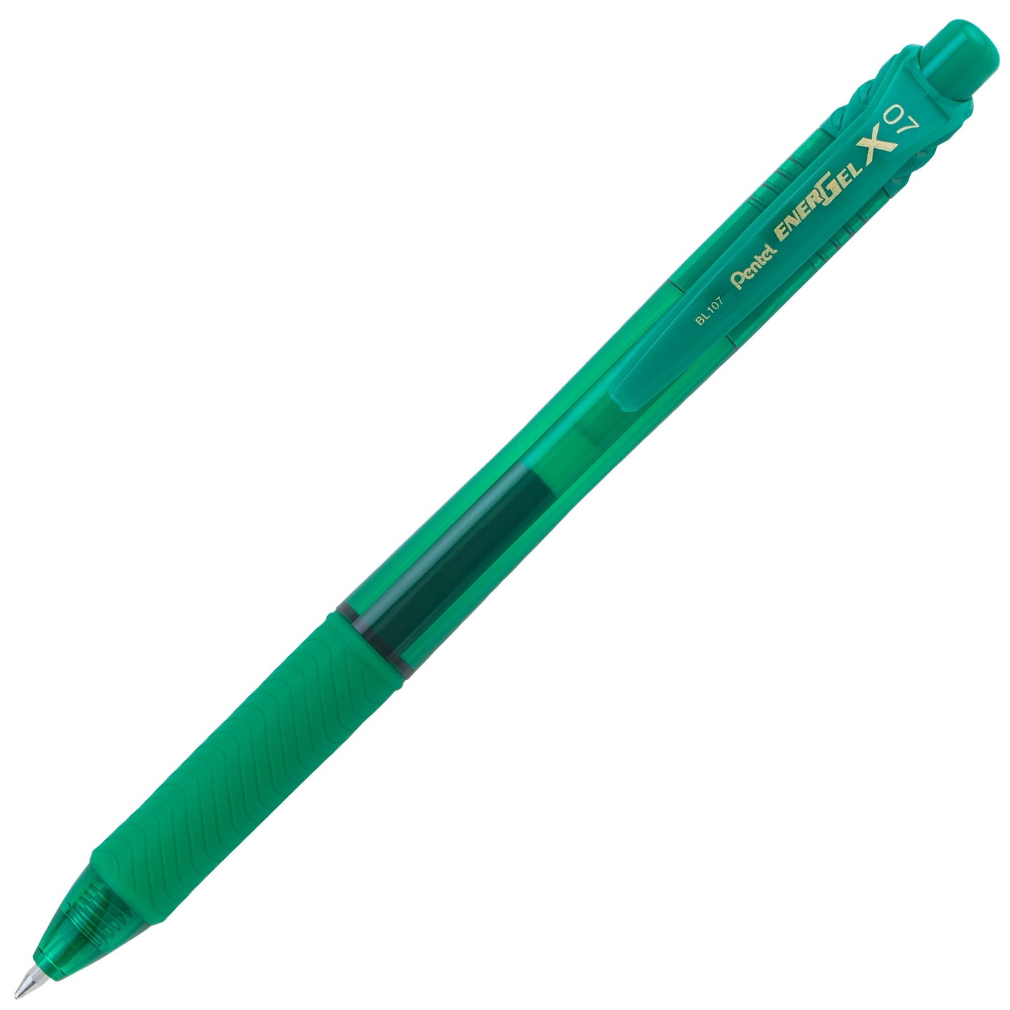 Pentel EnerGel-X Retractable Liquid Gel Pen, (0.7mm) Metal Tip, Medium Line, Green Ink (BL107-D), 48 Dozen