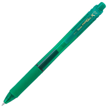 Pentel EnerGel-X Retractable Liquid Gel Pen, (0.7mm) Metal Tip, Medium Line, Green Ink (BL107-D), 48 Dozen
