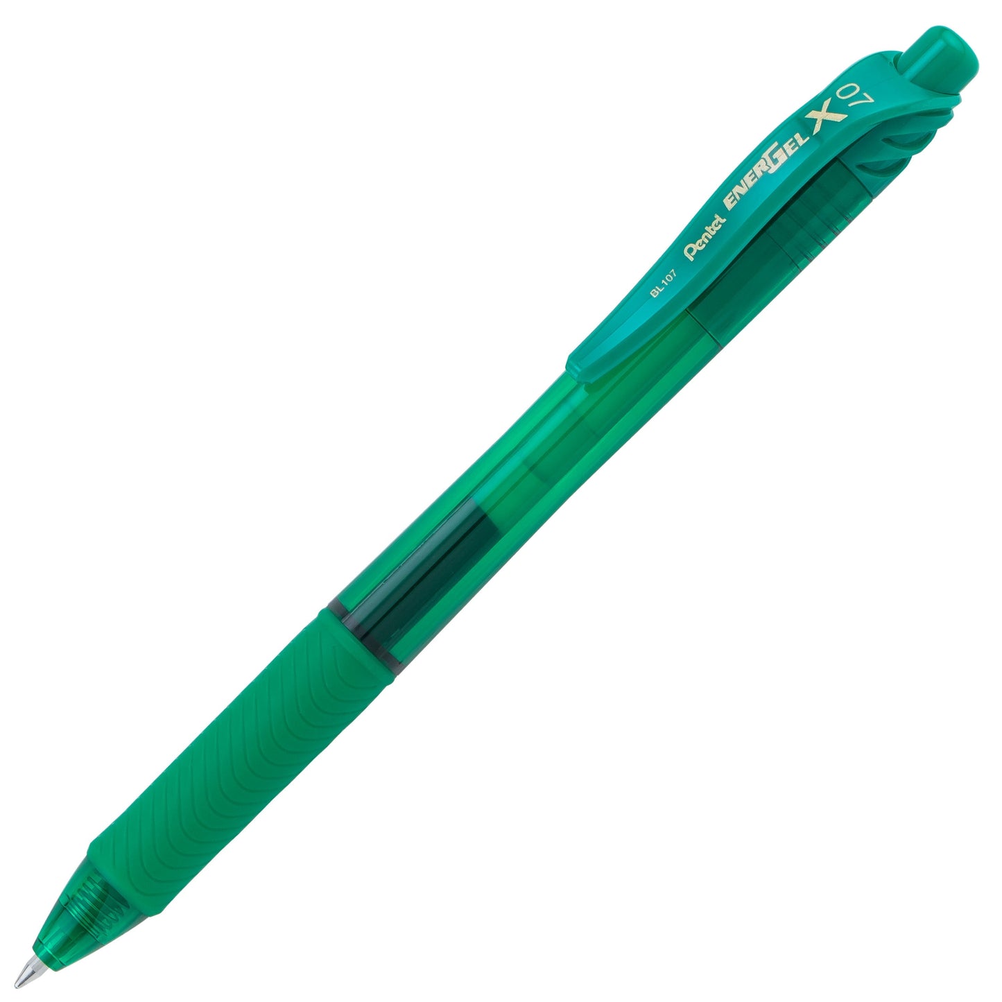 Pentel EnerGel-X Retractable Liquid Gel Pen, (0.7mm) Metal Tip, Medium Line, Green Ink (BL107-D), 48 Dozen