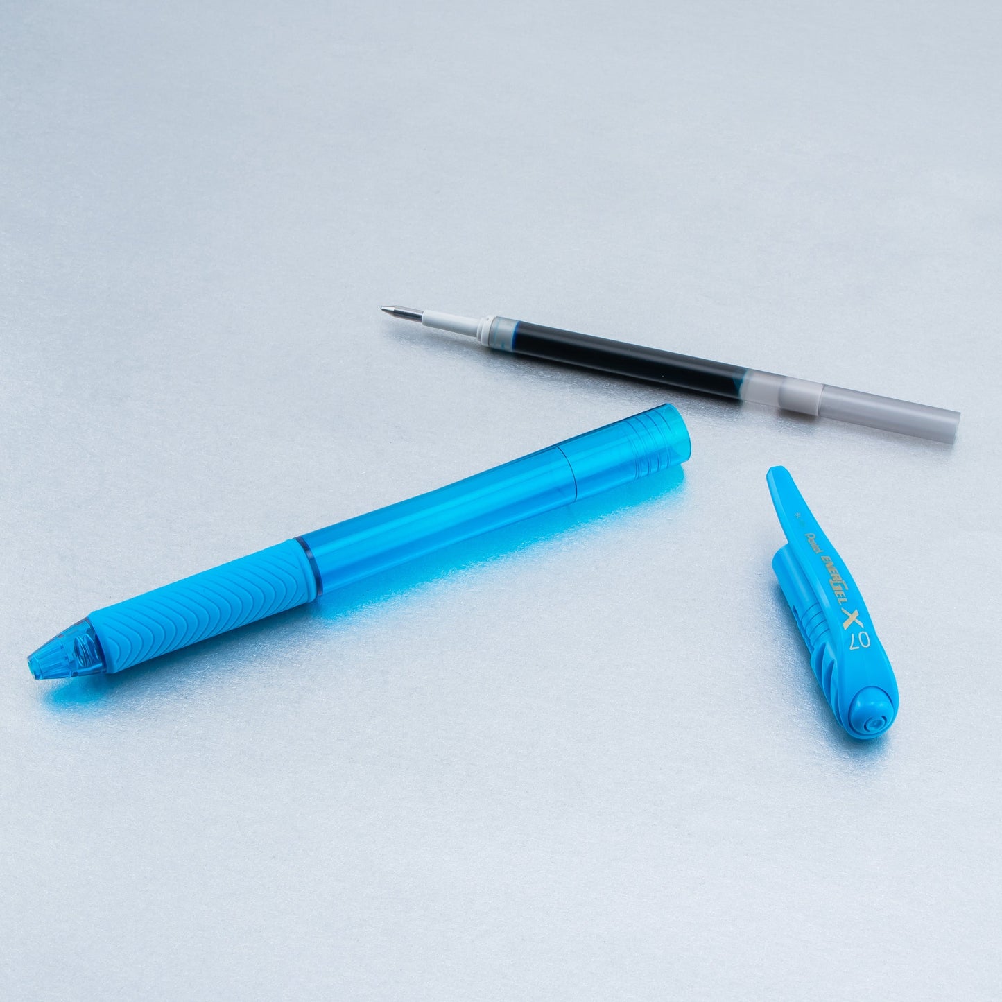 Pentel EnerGel-X Retractable Liquid Gel Pen, (0.7mm) Metal Tip, Medium Line, Sky Blue Ink (BL107-S)