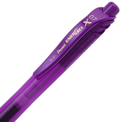 Pentel EnerGel-X Retractable Liquid Gel Pen, (0.7mm) Metal Tip, Medium Line, Violet Ink (BL107-V)