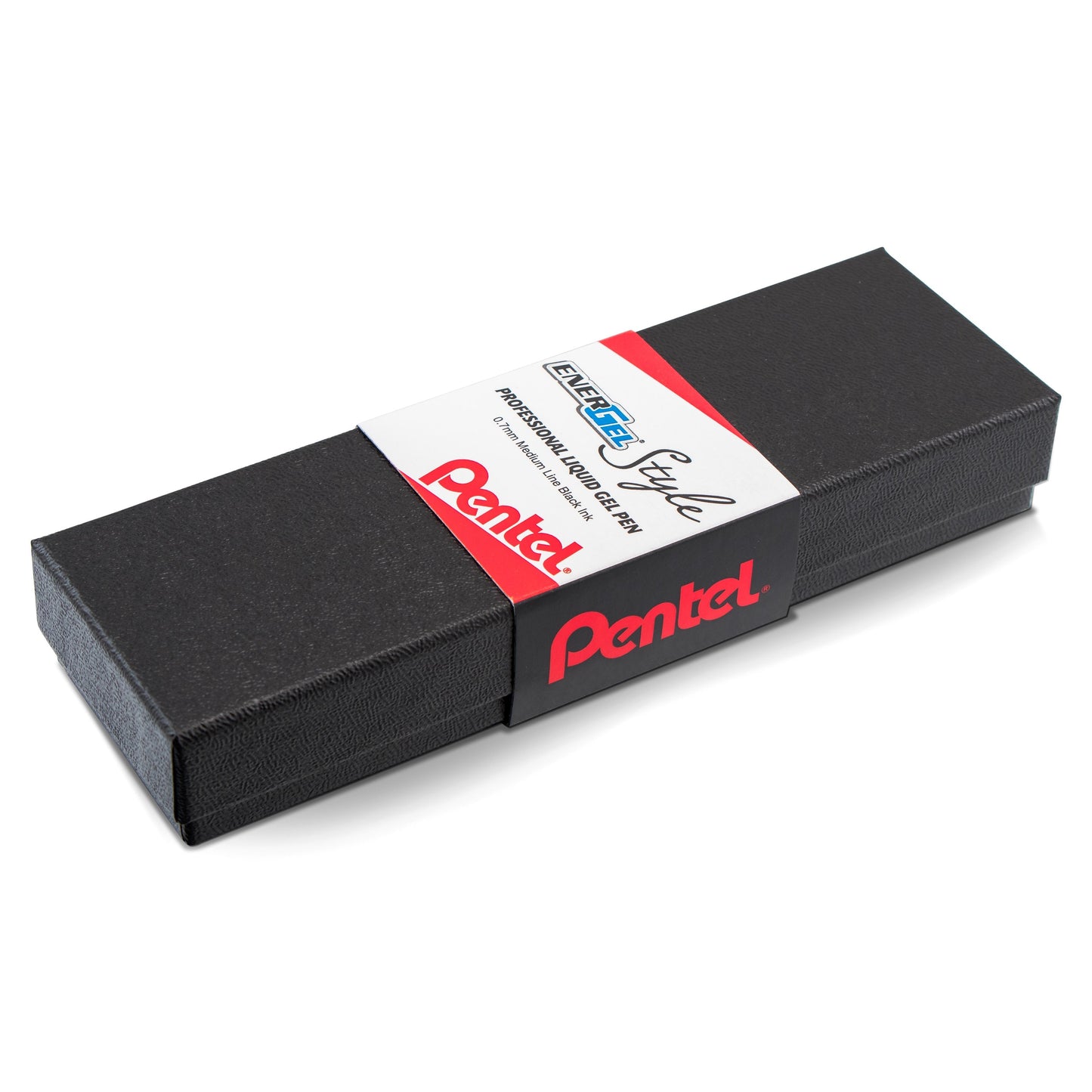 Pentel EnerGel Style Gel Pen, (0.7mm) Medium Line, Dark Blue barrel, Black Ink, Gift Box w/ Belly Band (BL2007CABX)