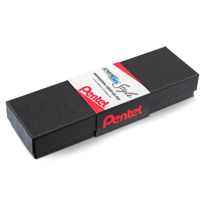 Pentel EnerGel Style Gel Pen, (0.7mm) Medium Line, Dark Blue barrel, Black Ink, Gift Box w/ Belly Band (BL2007CABX)