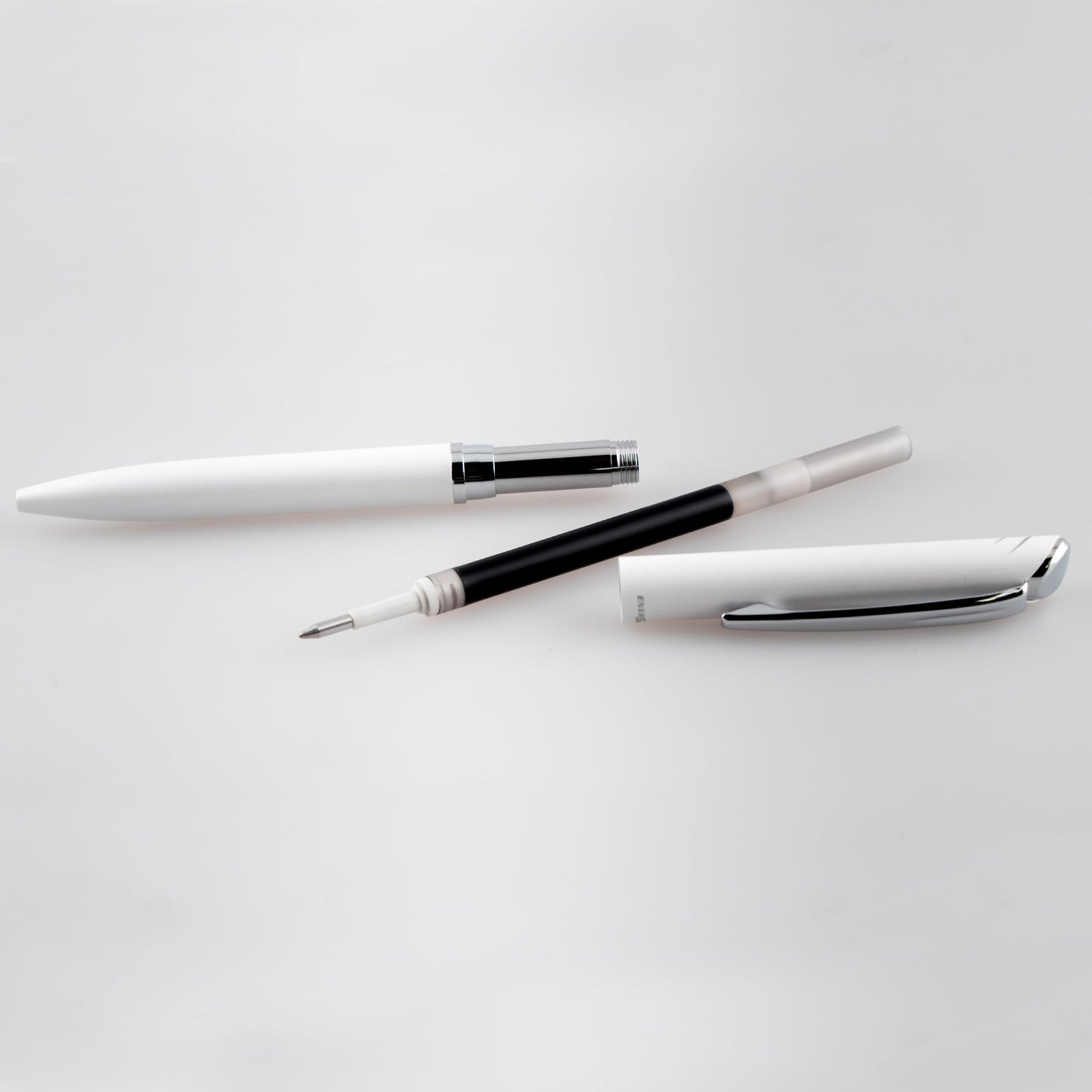 Pentel EnerGel Style Gel Pen, (0.7mm) Medium Line, White barrel, Black Ink, Gift Box w/ Belly Band (BL2007WABX)