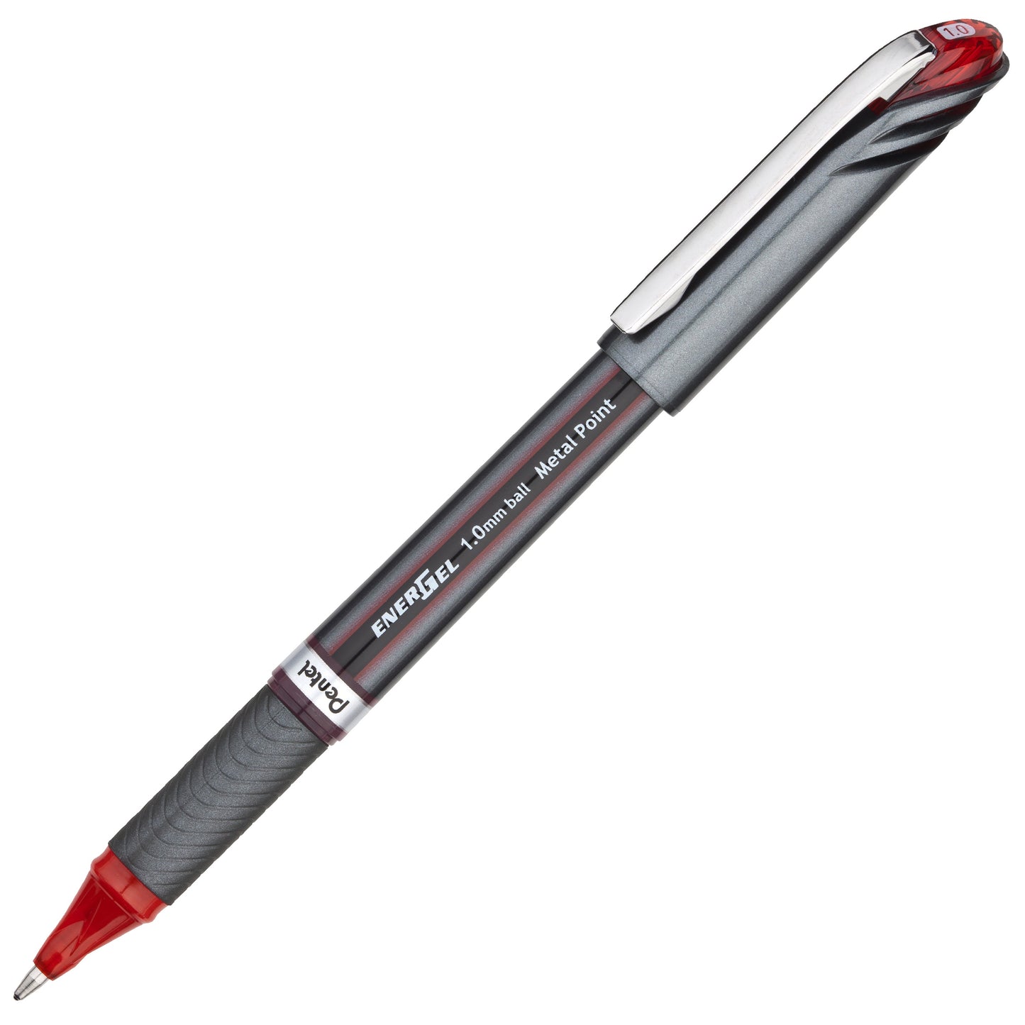 EnerGel NV Liquid Gel Pen, (1.0mm) Metal Tip, Bold Line Capped, Red Ink (BL30-B)