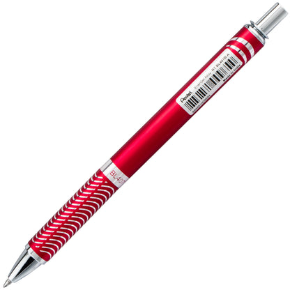 Pentel EnerGel Alloy Retractable Premium Liquid Gel Pen, (0.7mm) Metal Tip, Medium Line, Red Barrel, Black Ink (BL407B-A)