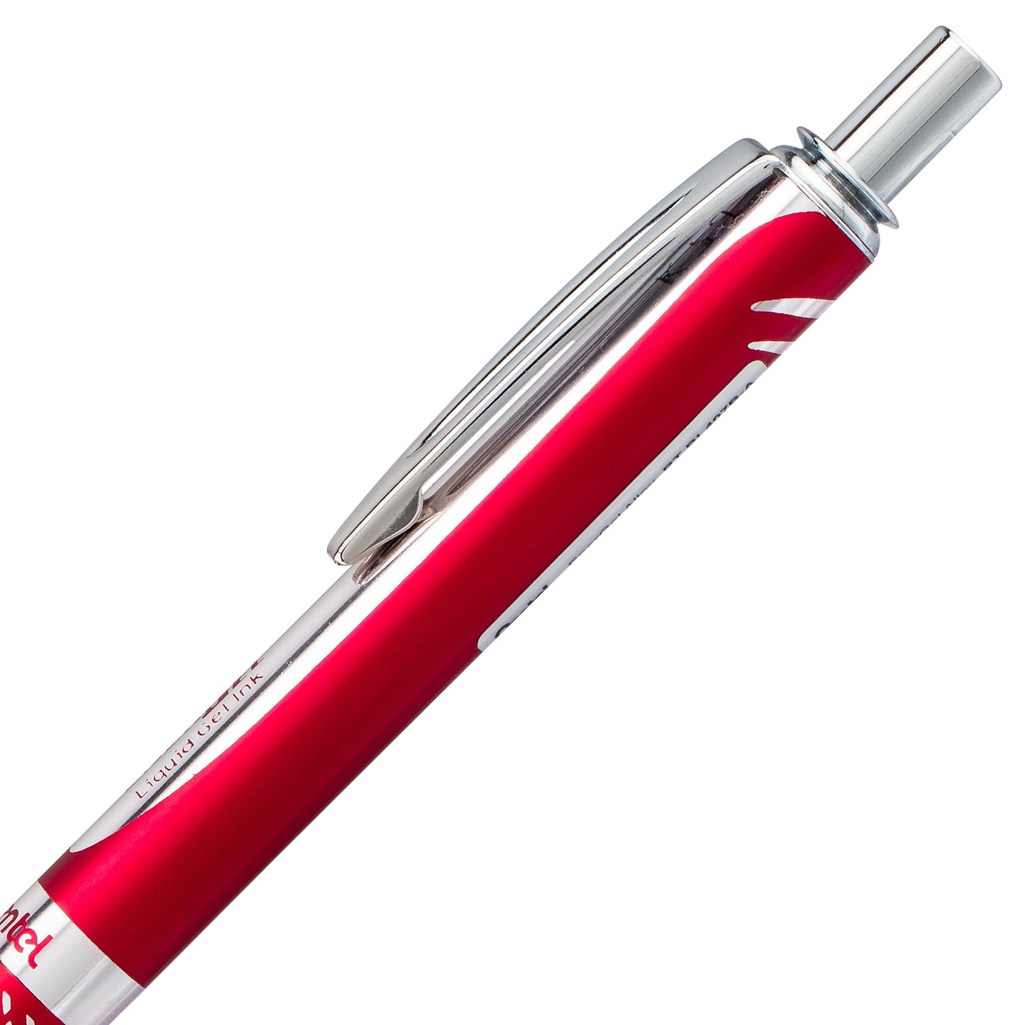 Pentel EnerGel Alloy Retractable Premium Liquid Gel Pen, (0.7mm) Metal Tip, Medium Line, Red Barrel, Black Ink (BL407B-A)