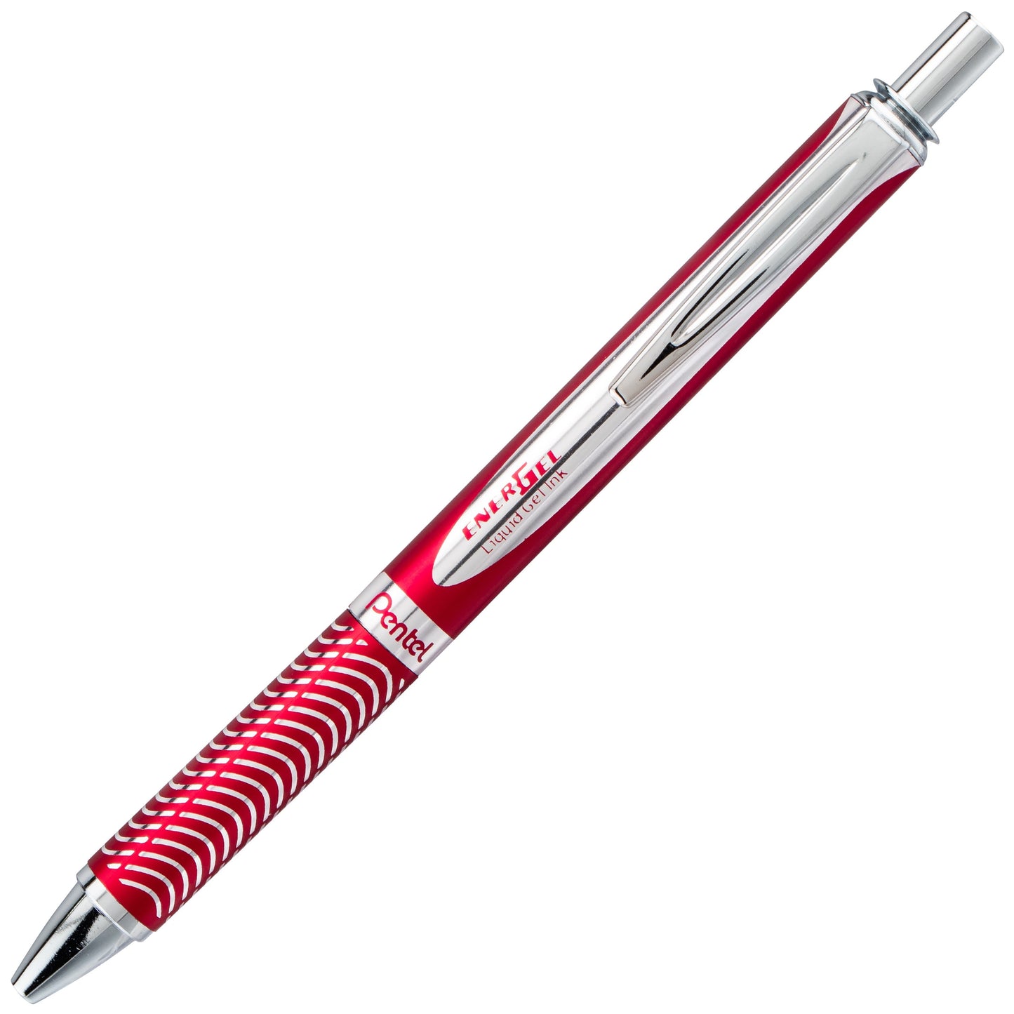 Pentel EnerGel Alloy Retractable Premium Liquid Gel Pen, (0.7mm) Metal Tip, Medium Line, Red Barrel, Black Ink (BL407B-A)
