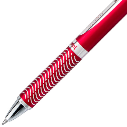 Pentel EnerGel Alloy Retractable Premium Liquid Gel Pen, (0.7mm) Metal Tip, Medium Line, Red Barrel, Black Ink (BL407B-A)