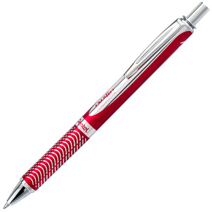 Pentel EnerGel Alloy Retractable Premium Liquid Gel Pen, (0.7mm) Metal Tip, Medium Line, Red Barrel, Black Ink (BL407B-A)