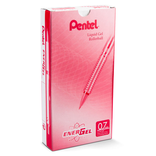 Pentel EnerGel Alloy Retractable Premium Liquid Gel Pen, (0.7mm) Metal Tip, Medium Line, Red Barrel, Black Ink (BL407B-A)