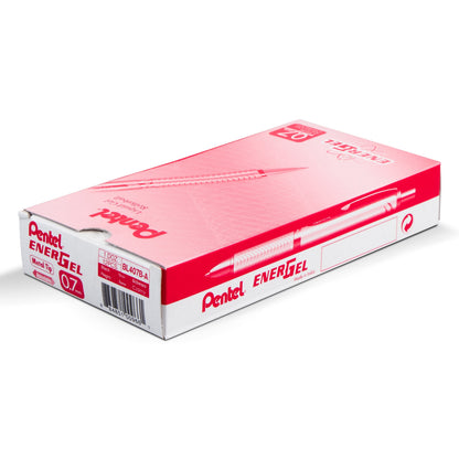Pentel EnerGel Alloy Retractable Premium Liquid Gel Pen, (0.7mm) Metal Tip, Medium Line, Red Barrel, Black Ink (BL407B-A)