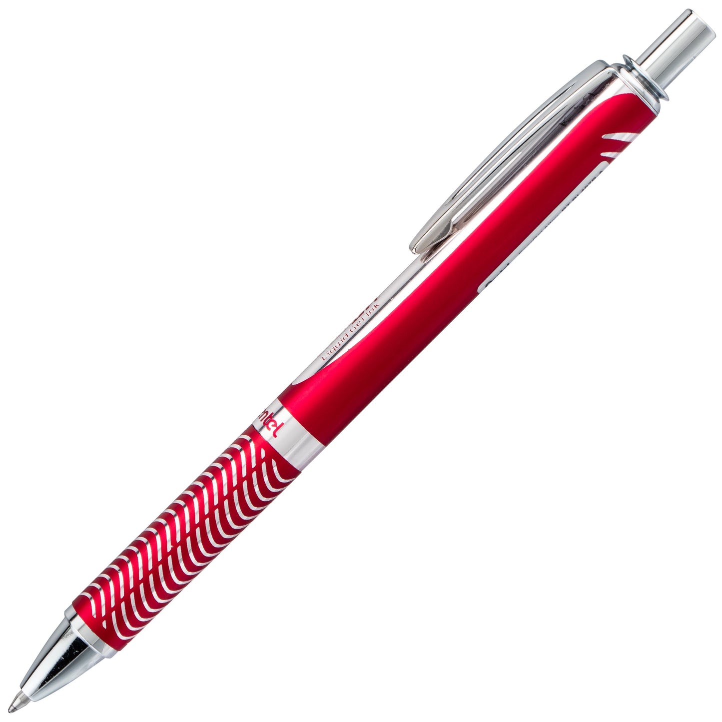 Pentel EnerGel Alloy Retractable Premium Liquid Gel Pen, (0.7mm) Metal Tip, Medium Line, Red Barrel, Black Ink (BL407B-A)
